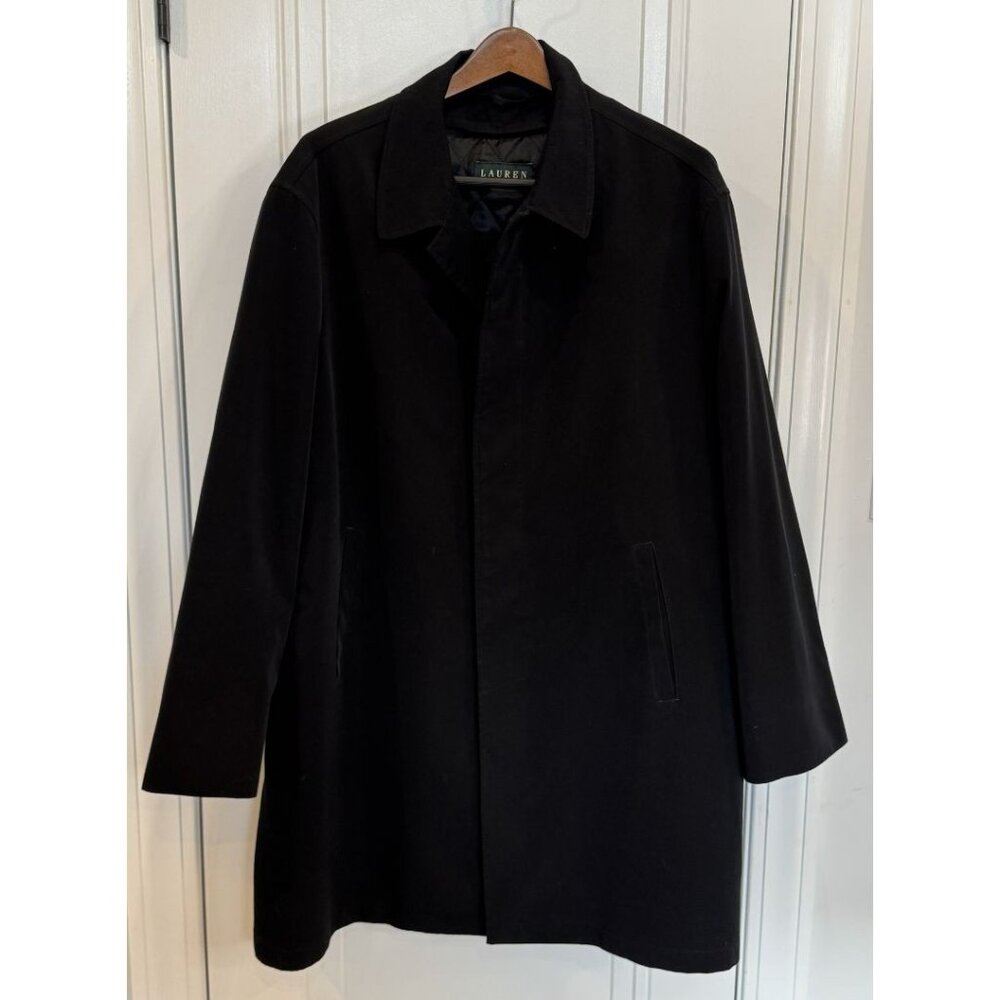 Lauren Ralph Lauren Black Car Coat 54R Men's Lining Mid-Length EUC Raincoat